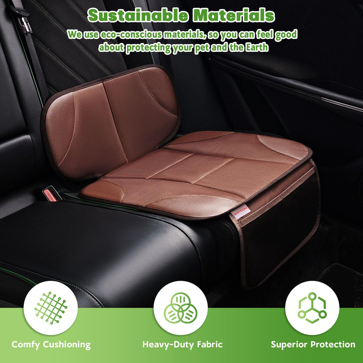 Black Car Seat Protector with 2 Storage Pockets X99265