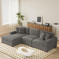 118" Light Gray Corduroy Modular Sectional Sofa with L-Shape Chaise X806554