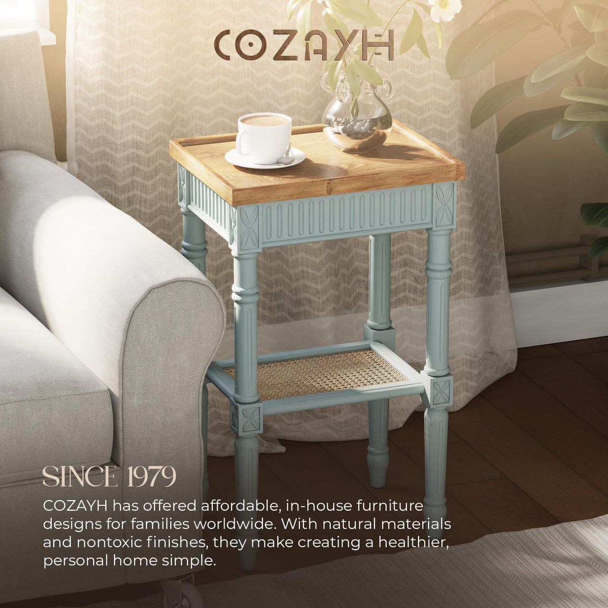 Pale Mint Blue Tray Top End Table A25143