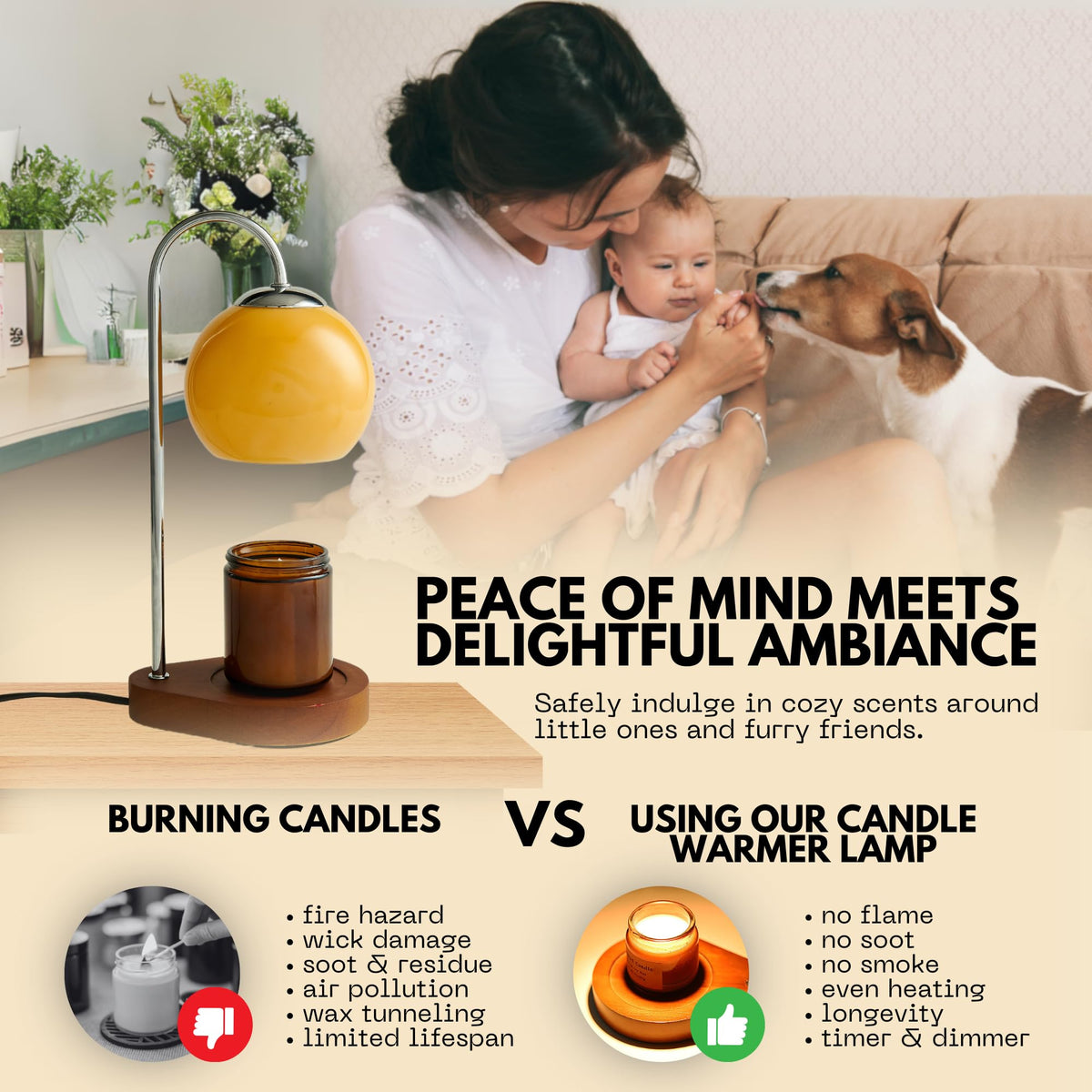 Dimmable Electric Candle Warmer Lamp with Timer R990483