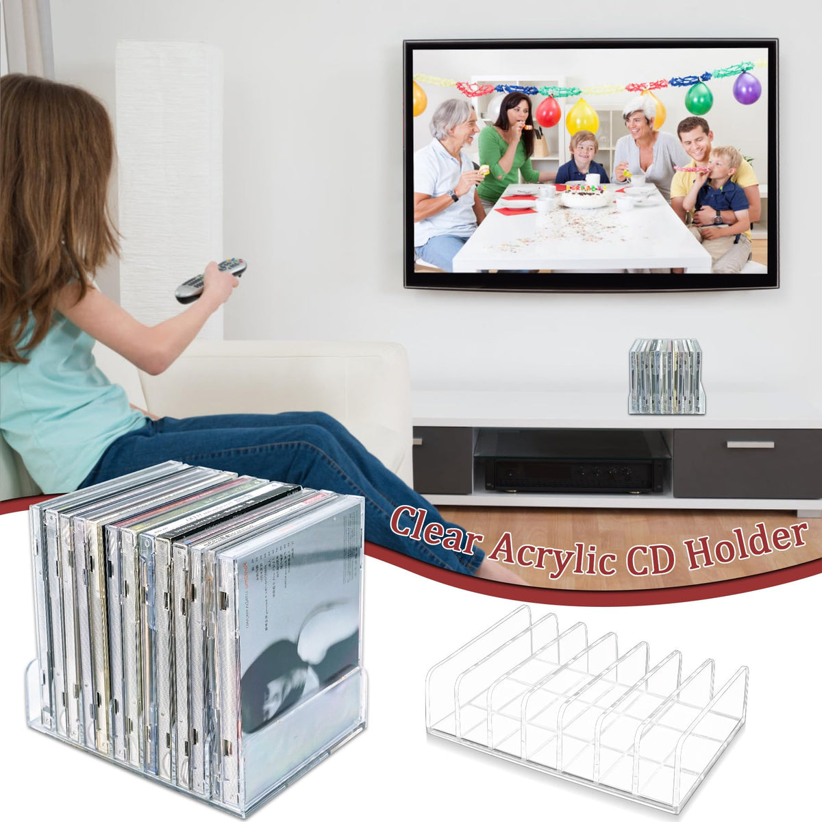 2 Pcs Clear Acrylic CD Holder H3476