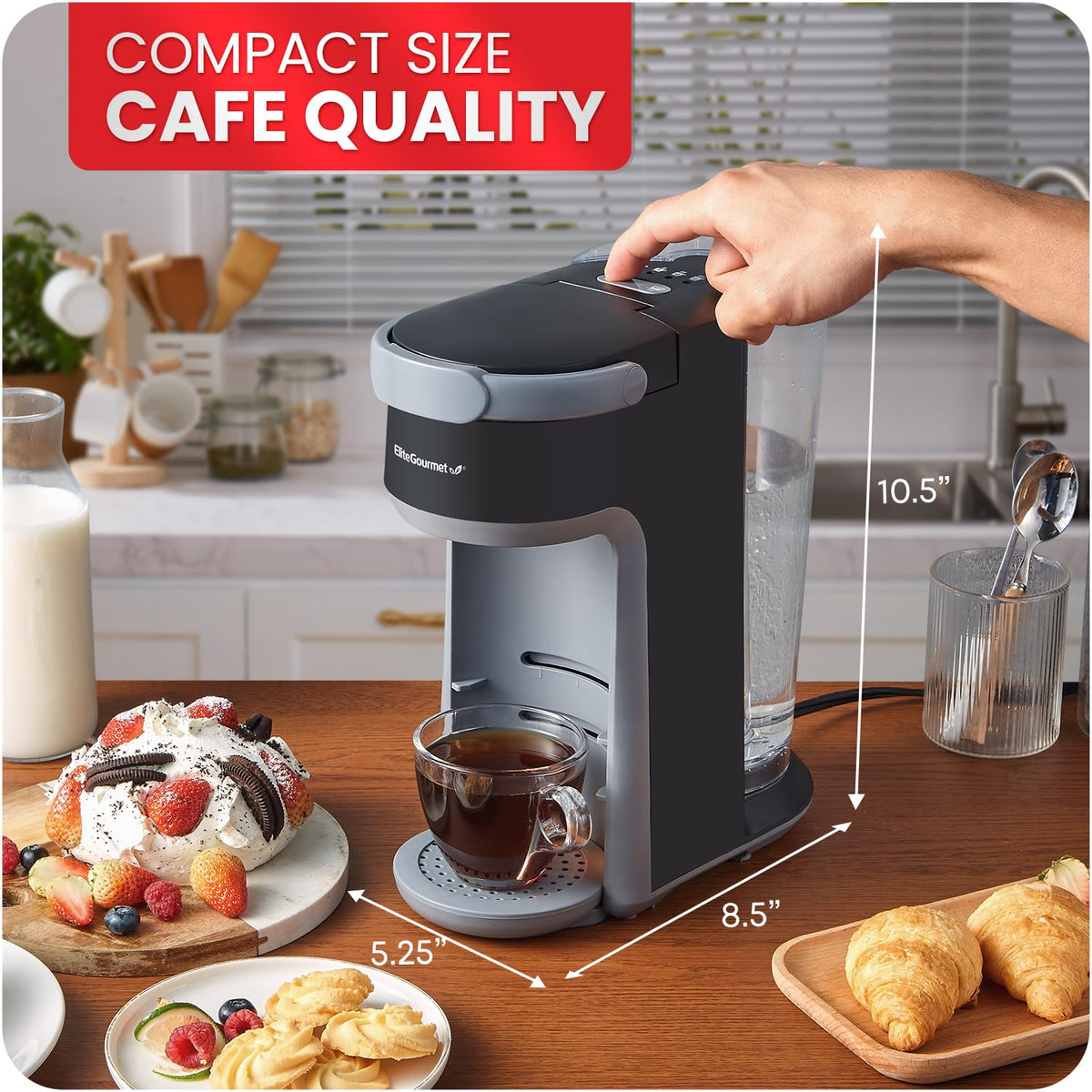 2-in-1 Capsule Coffee Maker, K-Cup & Grounds, Black W862