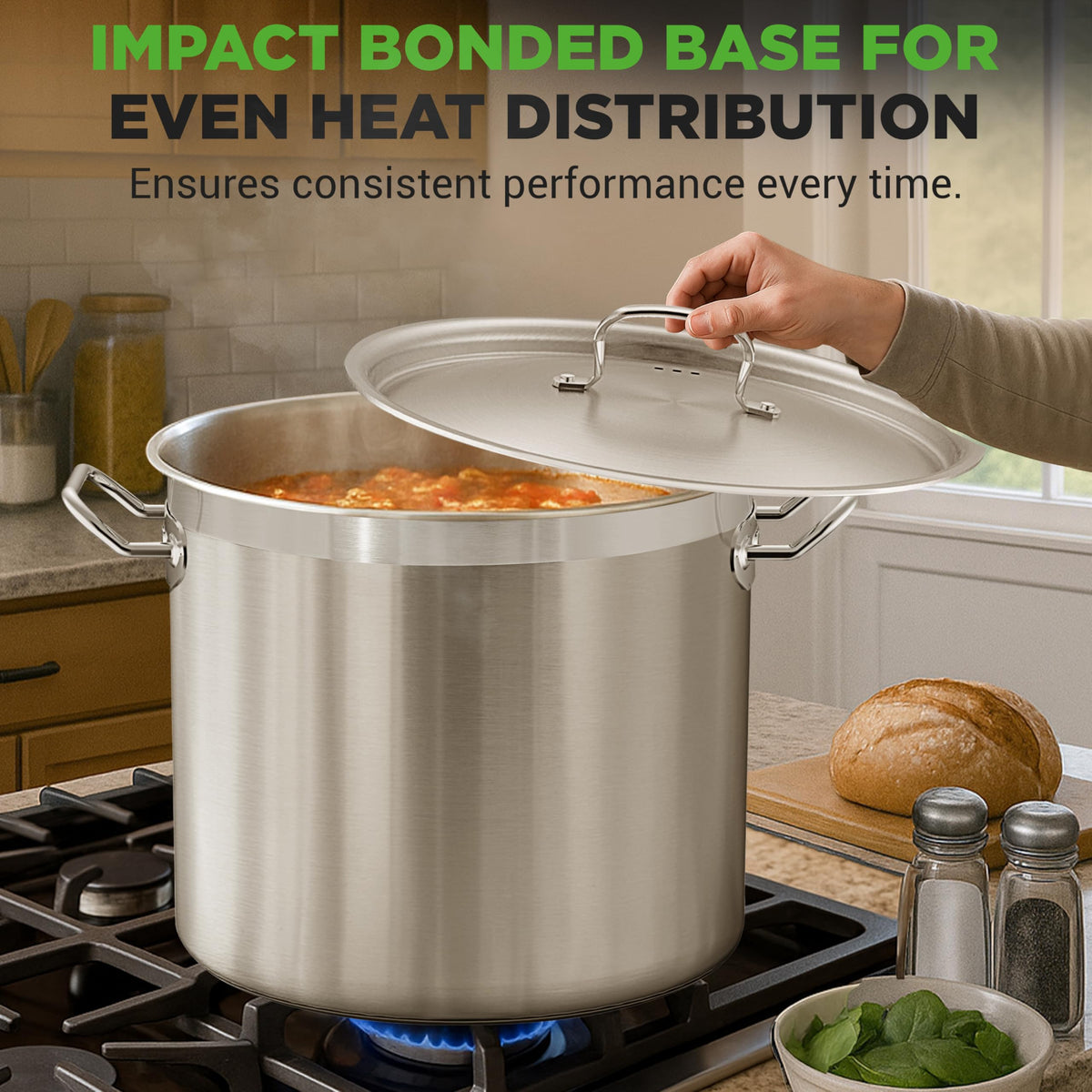 Stainless Steel Stock Pot with Lid 40 Qt F4683