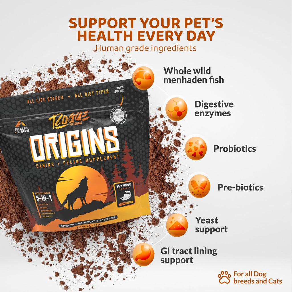 5-in-1 Dog Supplement Powdered Food Topper with Omega 3 Fish Oil 5 lbs A3614