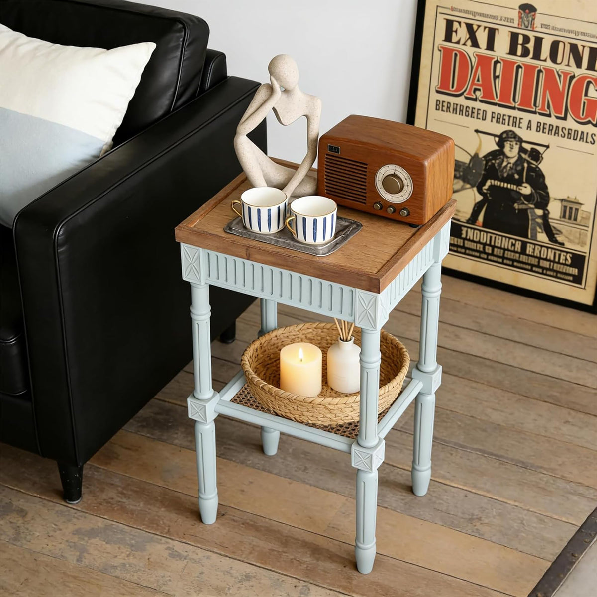 Pale Mint Blue Tray Top End Table A25143