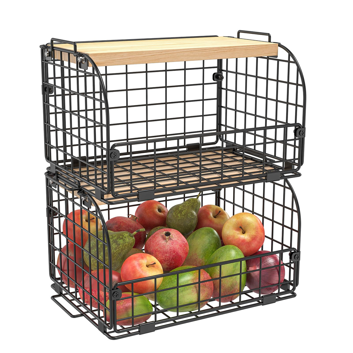 Stackable Wire Basket with Openable Top O27450