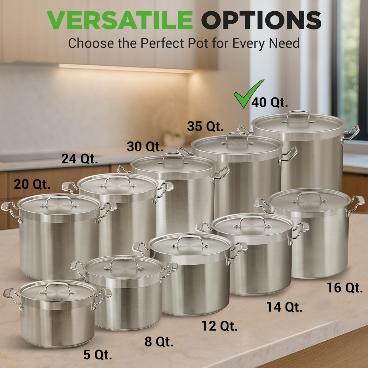 Stainless Steel Stock Pot with Lid 40 Qt F4683