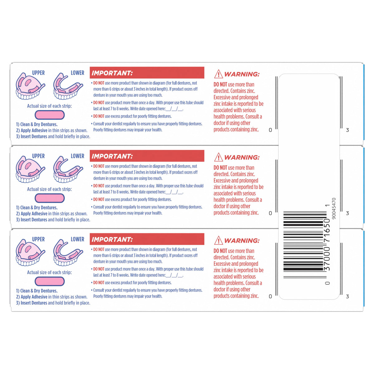 Denture Adhesive Cream 2.4 oz 3-Pack K584