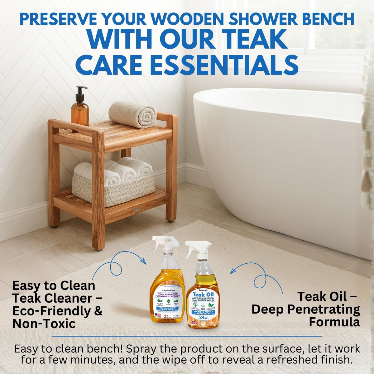 20" Teak Shower Bench with Arms & Storage Shelf C9954
