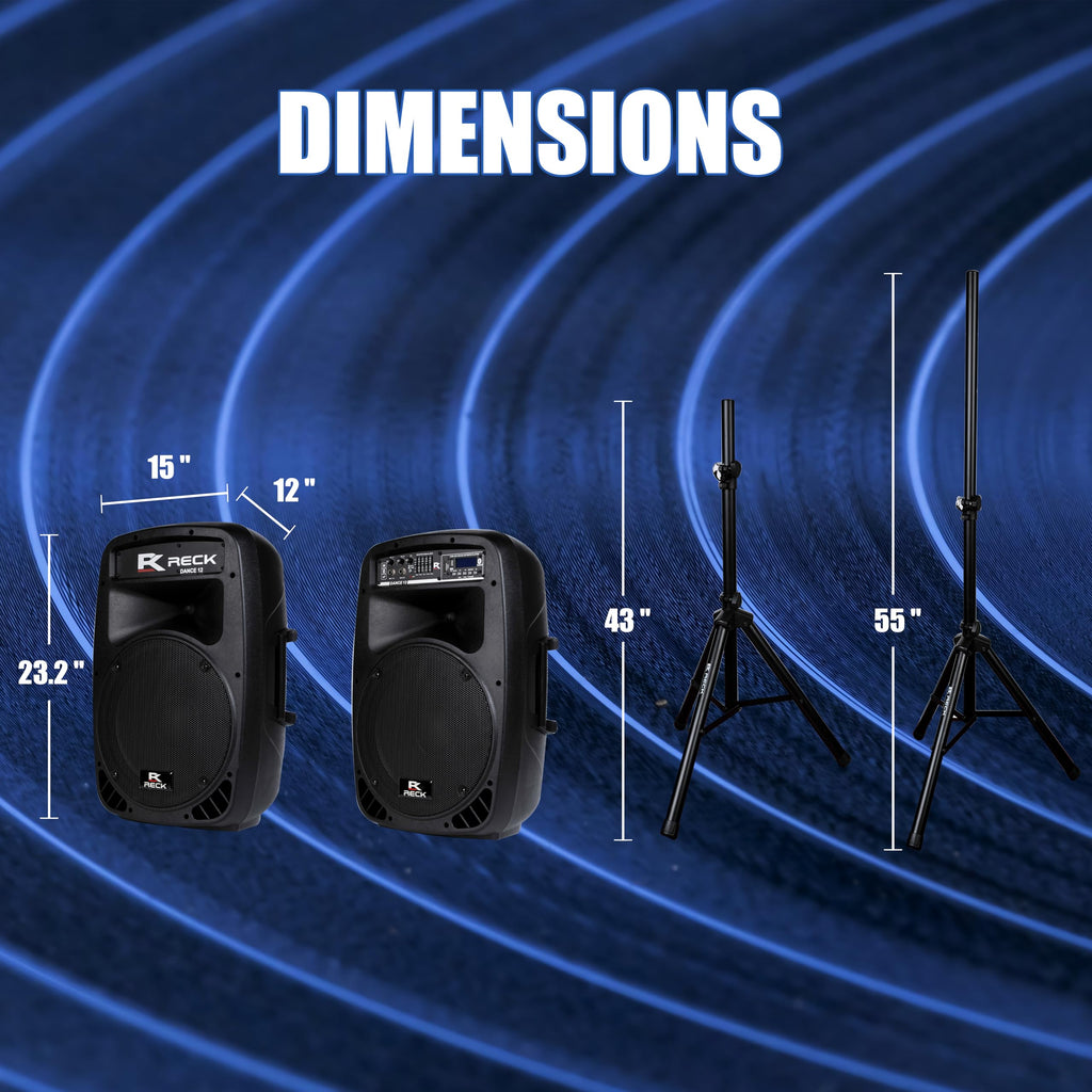 Portable 12-Inch 1000 Watts 2-Way Powered PA Speaker System J3799