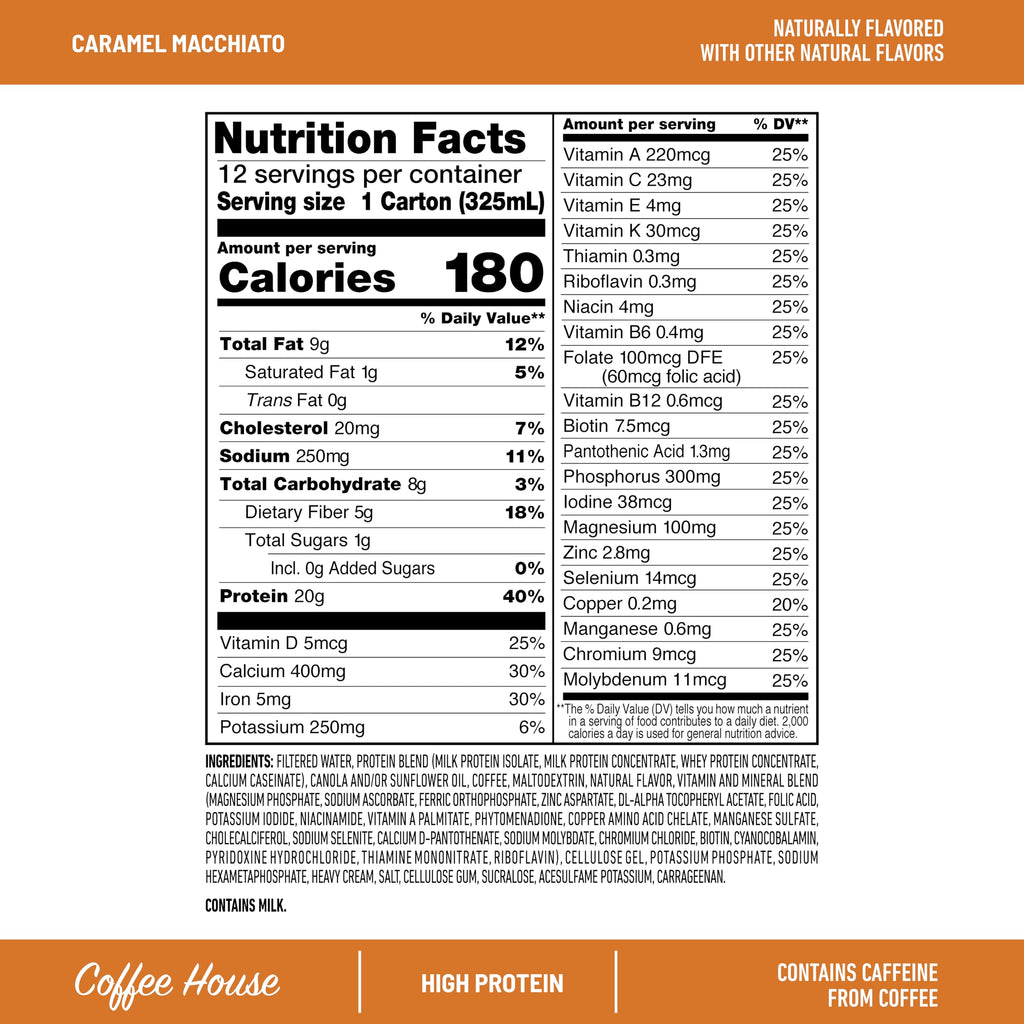 Caramel Macchiato 20g Protein Meal Replacement Shake 12 Count D479