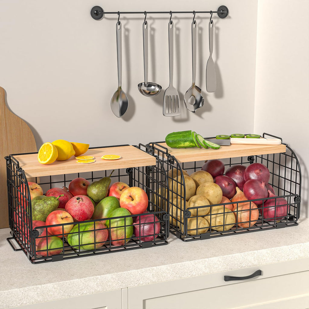 Stackable Wire Basket with Openable Top O27450