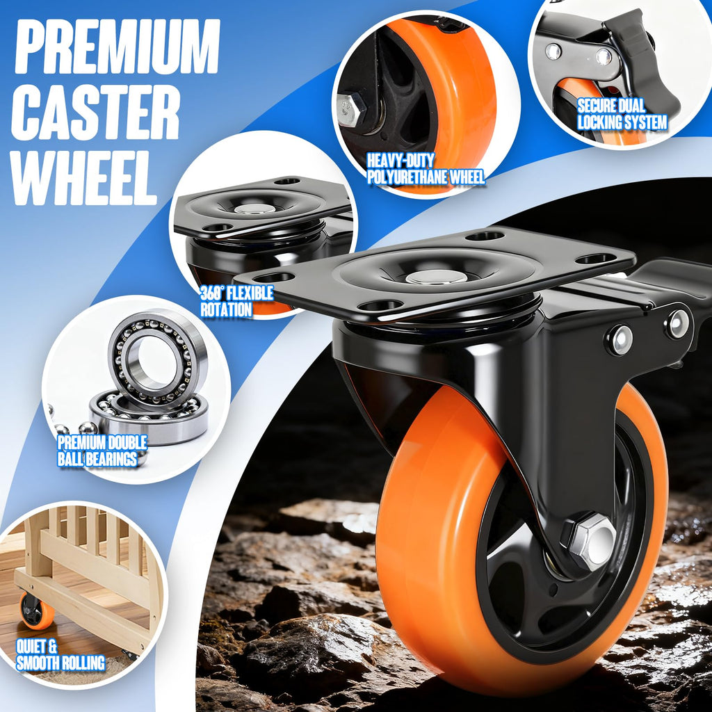 4 Inch Dual Locking Swivel Caster Set of 4 K935713