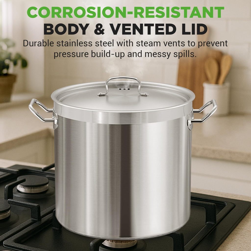 Stainless Steel Stock Pot with Lid 40 Qt F4683