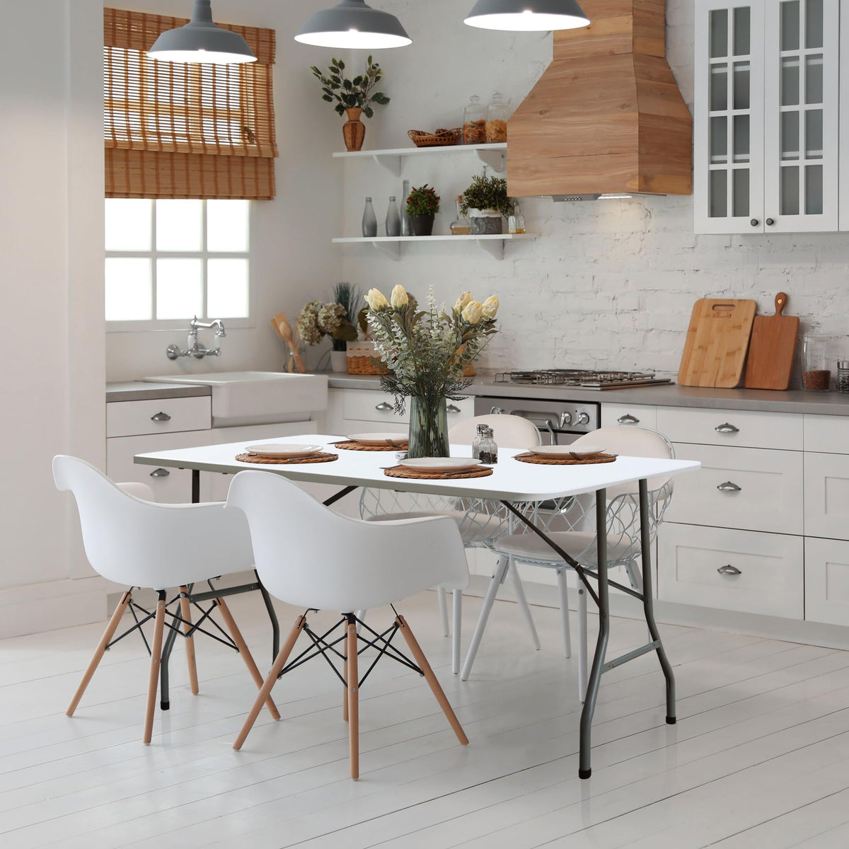 White 6FT Foldable Plastic Table H2162