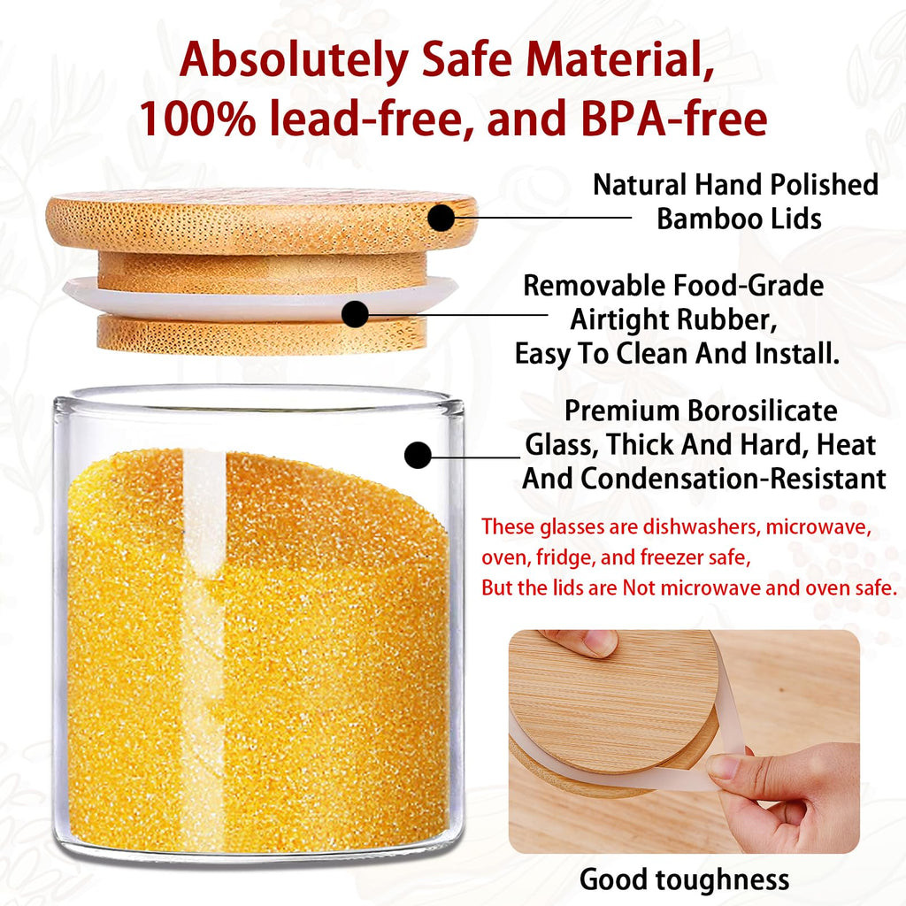 16 oz Glass Food Storage Jars with Bamboo Lids B54071