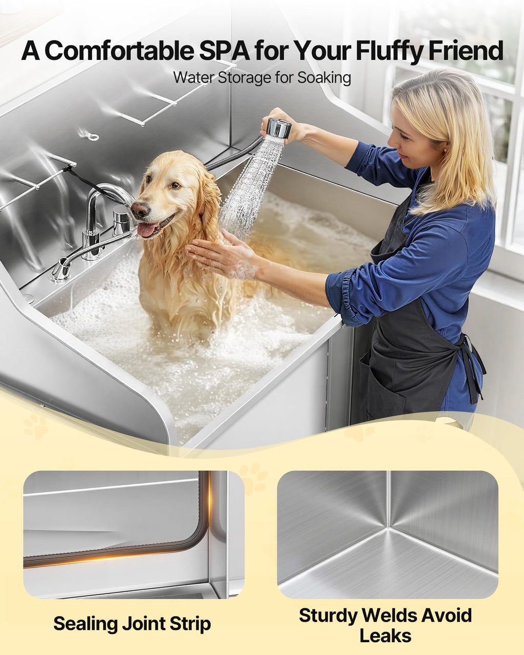 50 Inch 304 Stainless Steel Dog Bath Tub with Ramp X6856