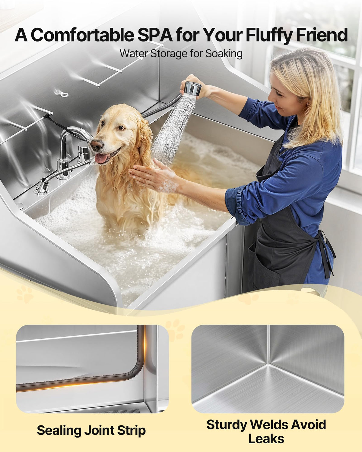 50 Inch 304 Stainless Steel Dog Bath Tub with Ramp X6856