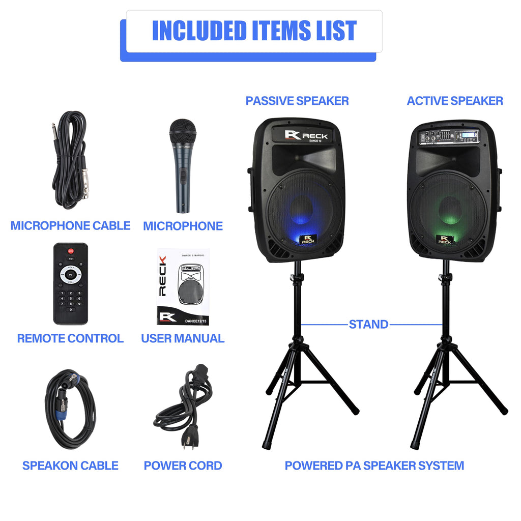 Portable 12-Inch 1000 Watts 2-Way Powered PA Speaker System J3799