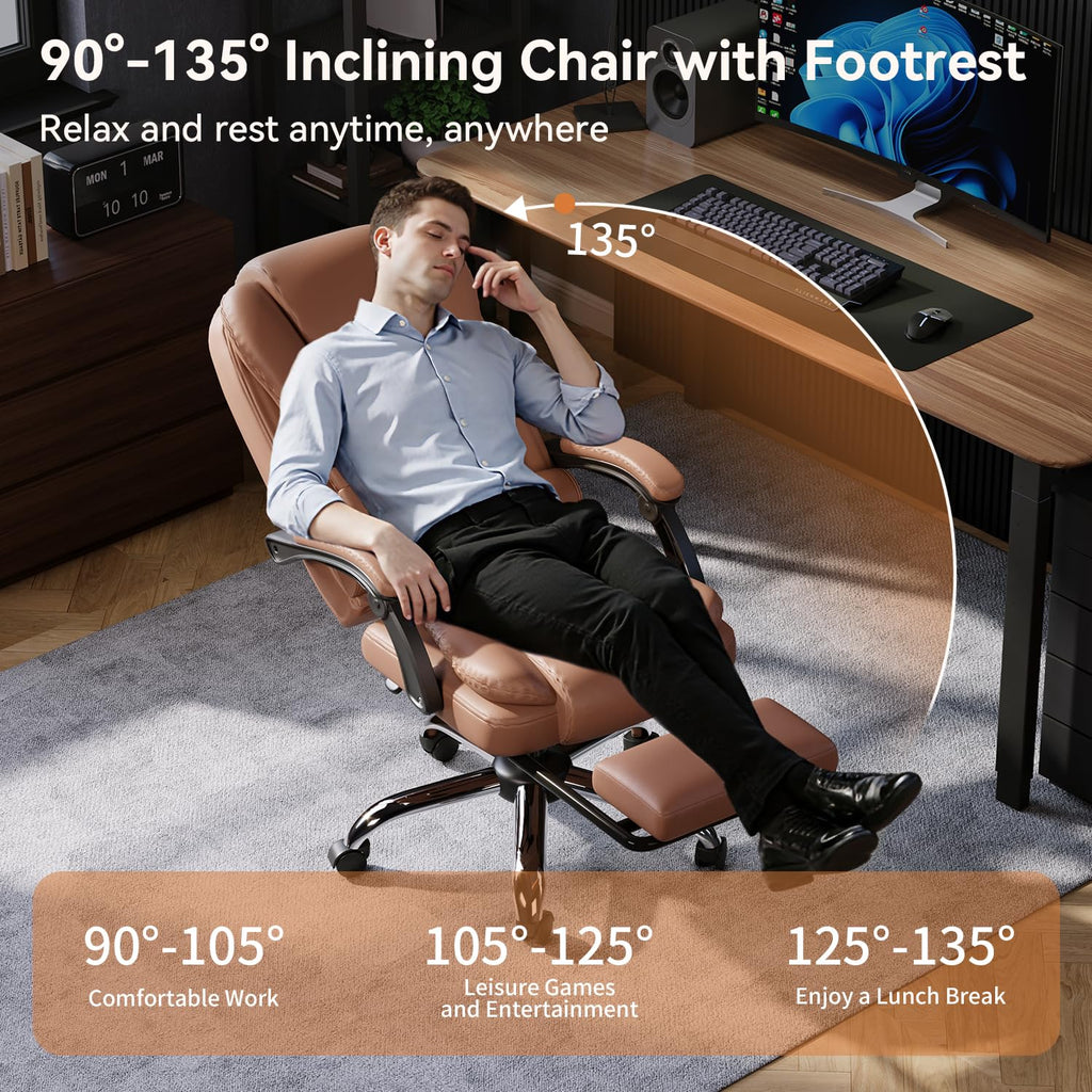 Ergonomic High Back Office Chair with Lumbar Support and Footrest U675