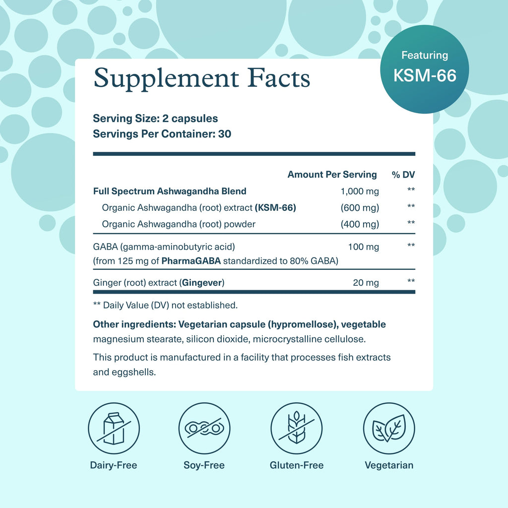 Ashwagandha + GABA 60 Vegetarian Capsules U399017