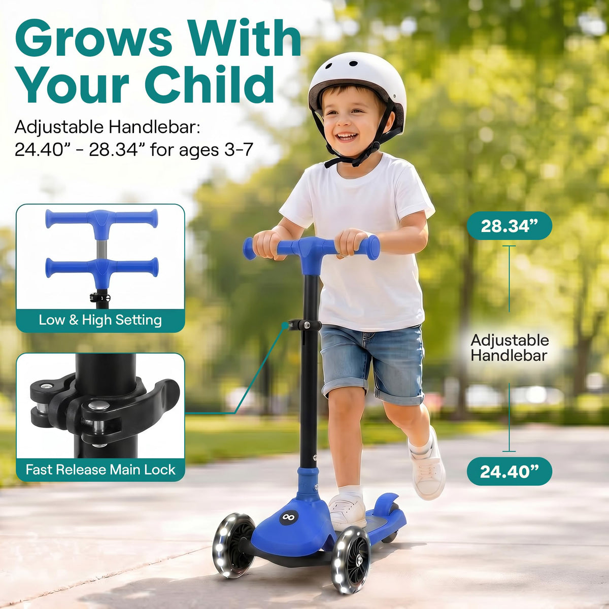 3-Wheel Toddler Scooter with LED Wheels W667