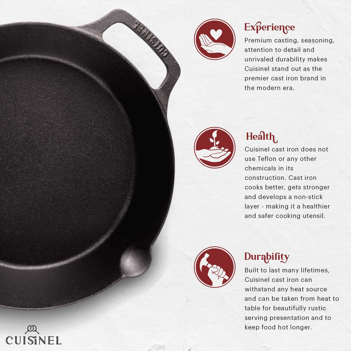 Cast Iron Skillet Set 10" + 12" Dual Handle Frying Pans with Glass Lids Pre-seasoned Oven Safe Cookware P995846