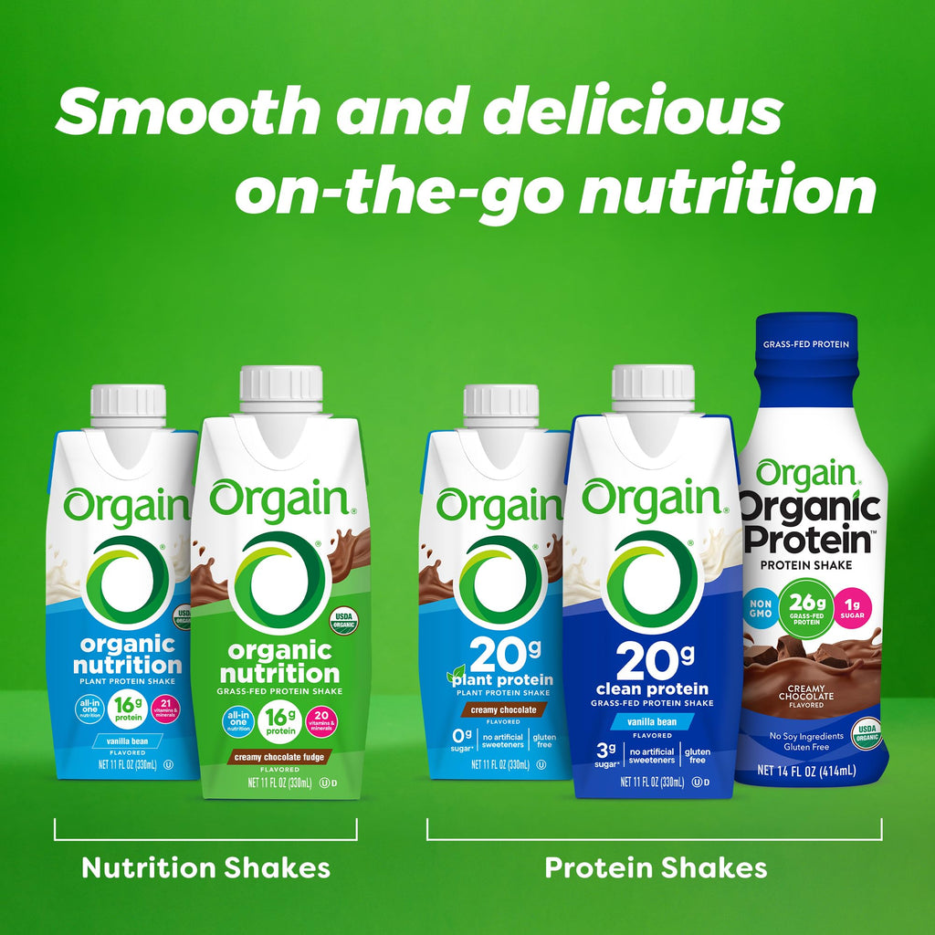 Organic Vegan Plant Based Nutritional Shake, Vanilla Bean + Smooth Chocolate, 11 Fl Oz (Pack of 4) B921161