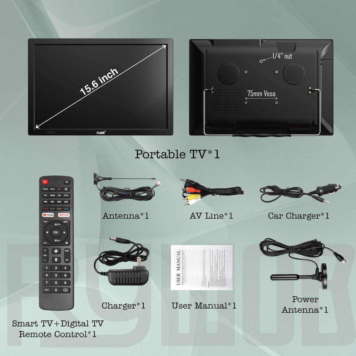 15.6" Rechargeable Battery TV Z24391