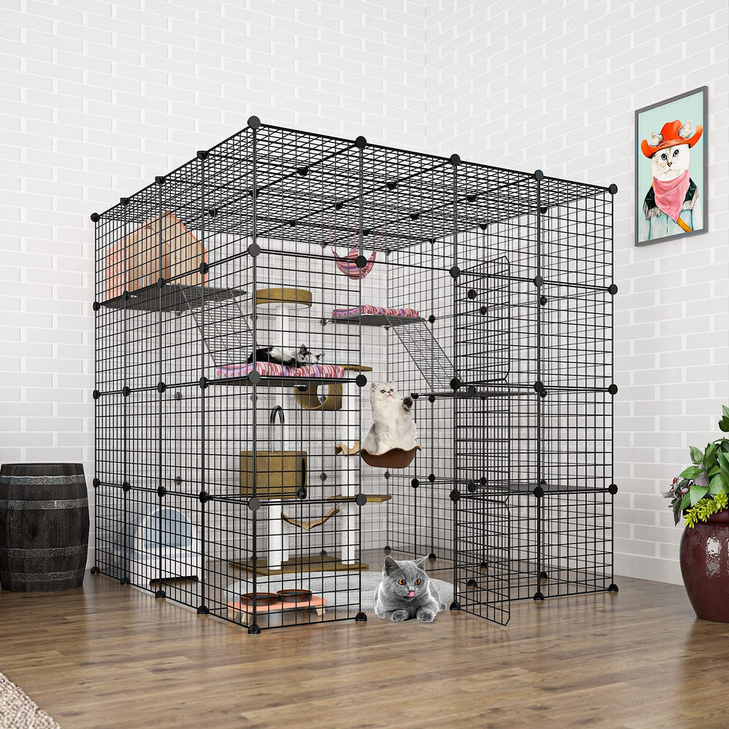 Large Cat Cage Indoor Enclosure Playpen Metal Wire Kennels Crate 55L x 55W x 55H Inchs M2090