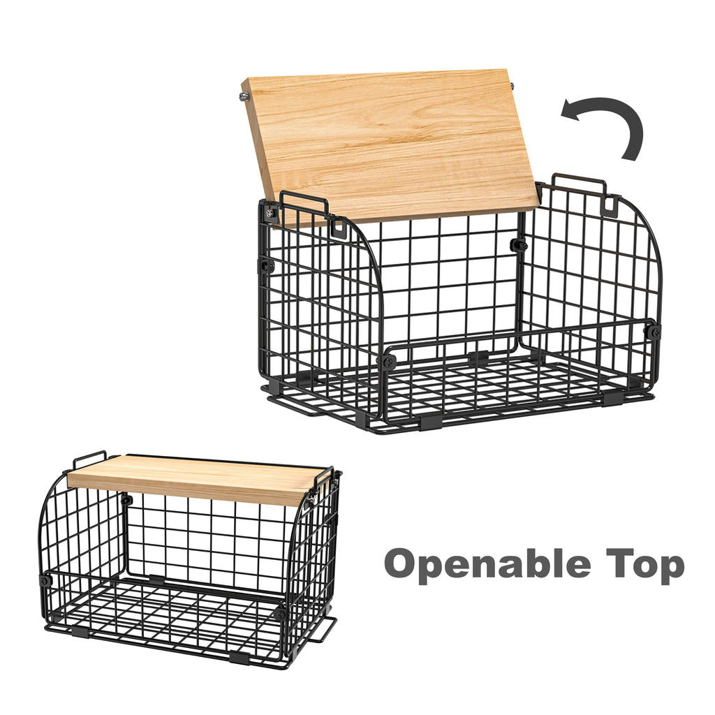Stackable Wire Basket with Openable Top O27450