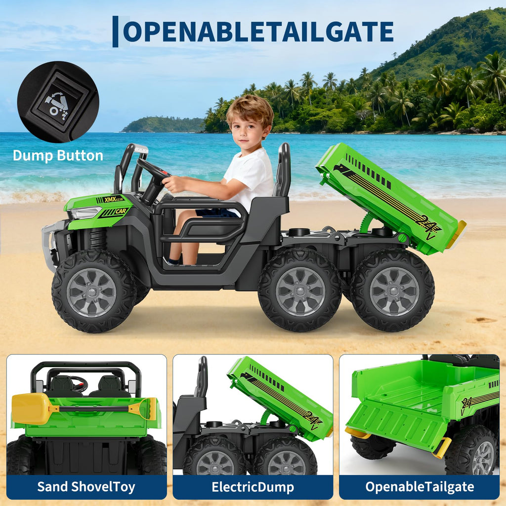 24V 2-Seater 6-Wheel Ride On Dump Truck with Remote Control V803