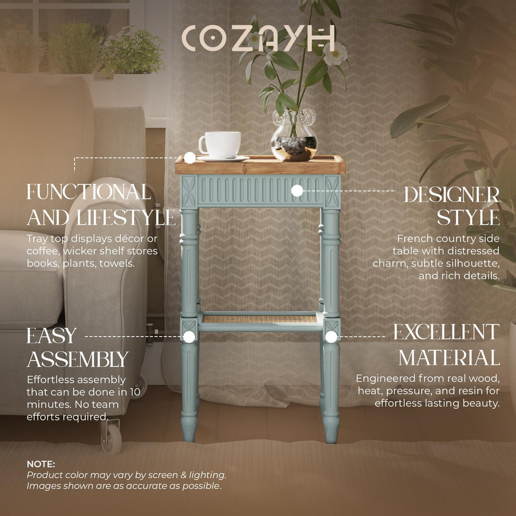 Pale Mint Blue Tray Top End Table A25143
