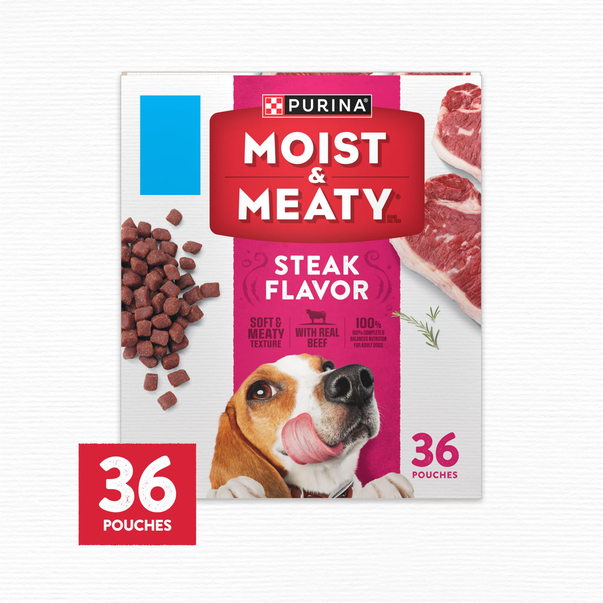 Moist & Meaty Soft Dog Food Pouches, 36 ct W7240