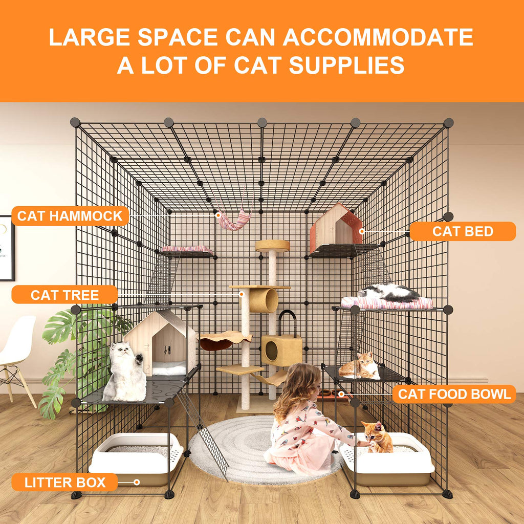Large Cat Cage Indoor Enclosure Playpen Metal Wire Kennels Crate 55L x 55W x 55H Inchs M2090
