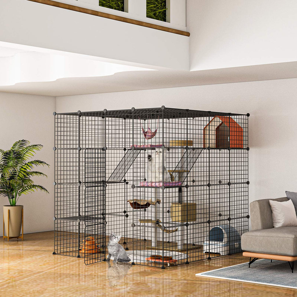 Large Cat Cage Indoor Enclosure Playpen Metal Wire Kennels Crate 55L x 55W x 55H Inchs M2090