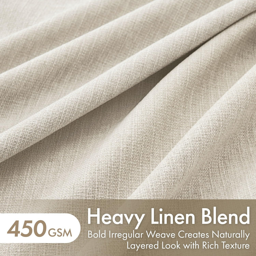 90 Inch Pinch Pleated Blackout Linen Curtains, 2 Panels C74731