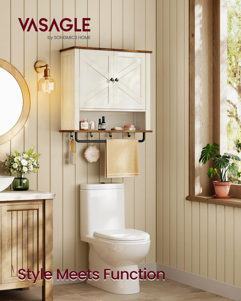 Wall-Mounted Bathroom Cabinet with Towel Bar O2585
