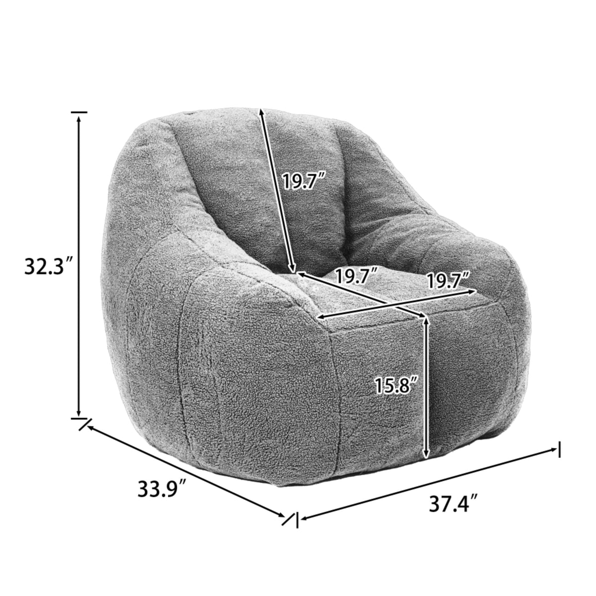 Yellow Oversized Plush Memory Foam Bean Bag Chair T7203