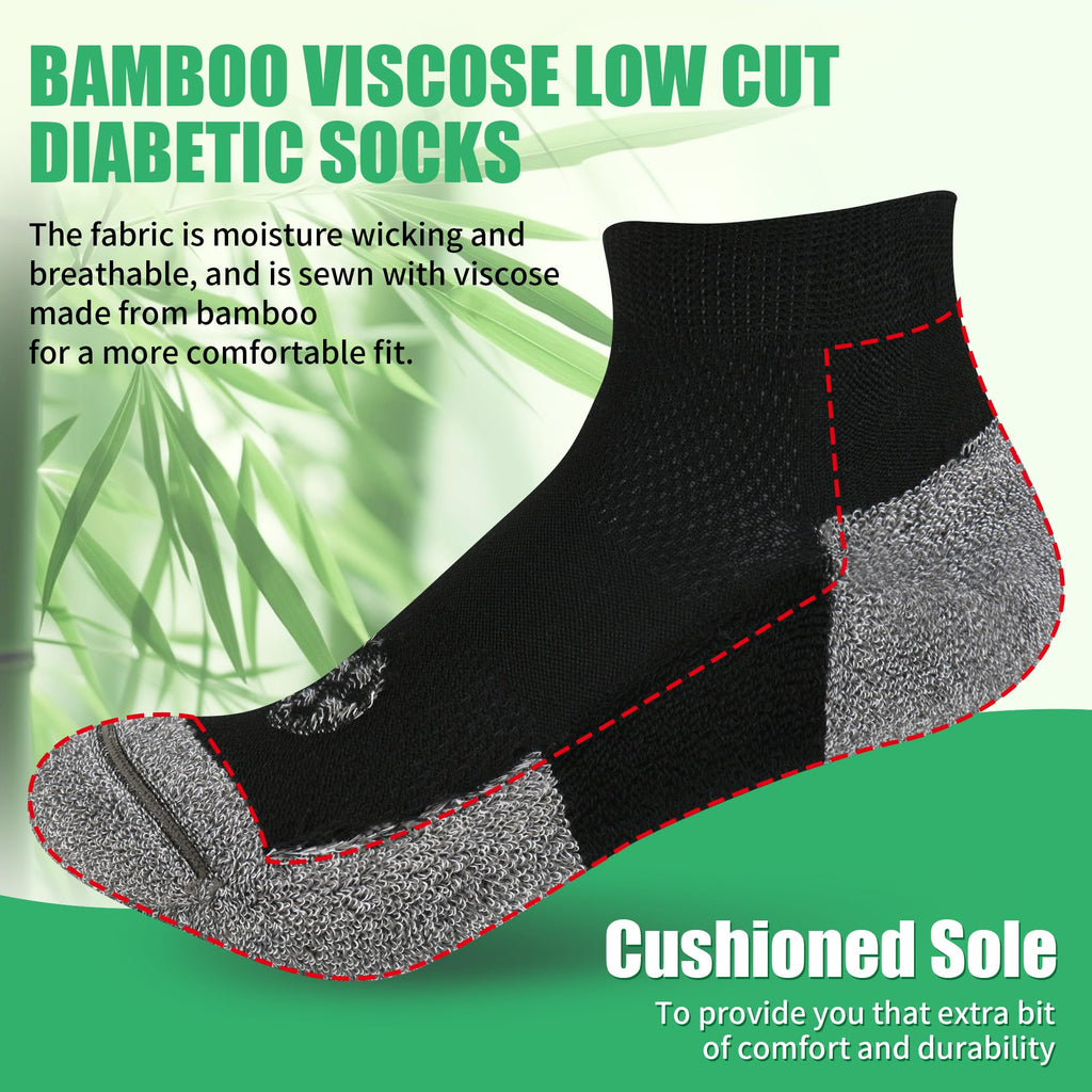 6 Pairs Low Cut Diabetic Socks G8961