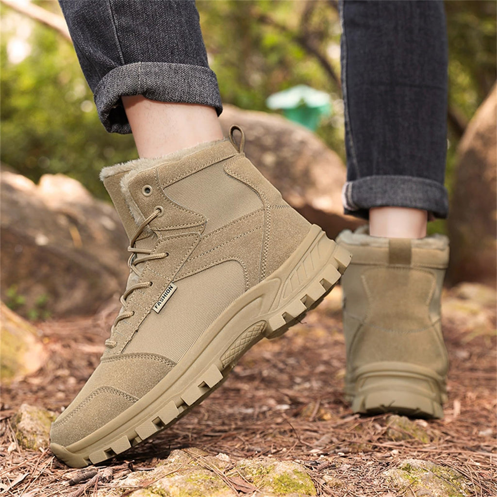 Mid Top Fur Lined Suede Leather Waterproof Military Tactical Boots K4638