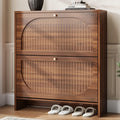 Luminous Walnut Shoe Storage Cabinet with Adjustable Shelves U1477