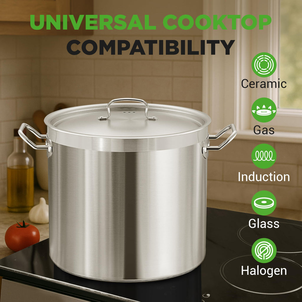 Stainless Steel Stock Pot with Lid 40 Qt F4683
