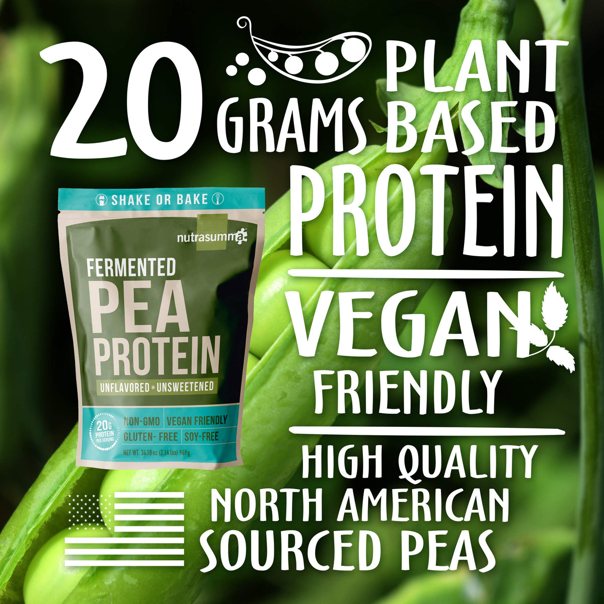 Unflavored Unsweetened Vegan Pea Protein Powder 2.14 LB J32375
