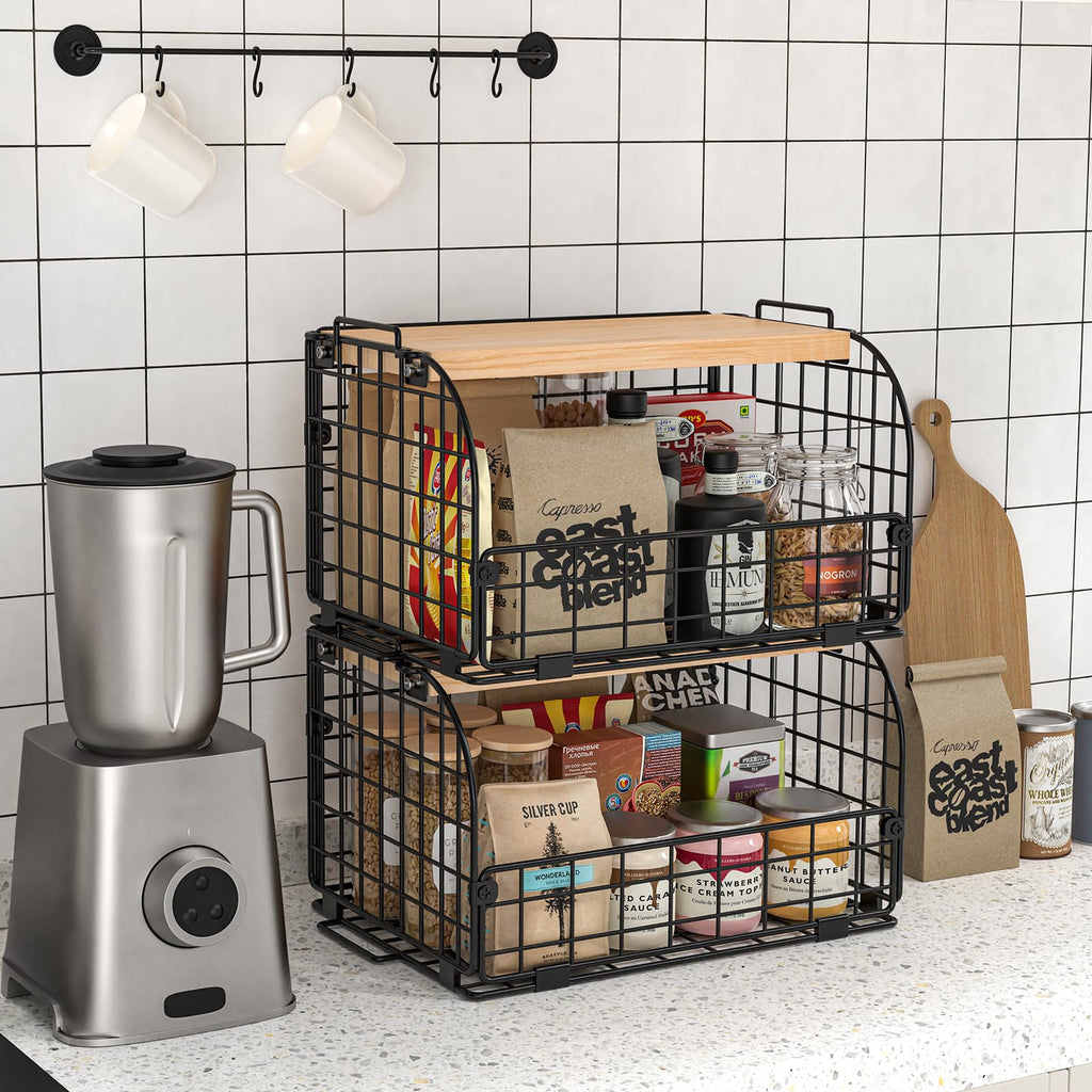 Stackable Wire Basket with Openable Top O27450