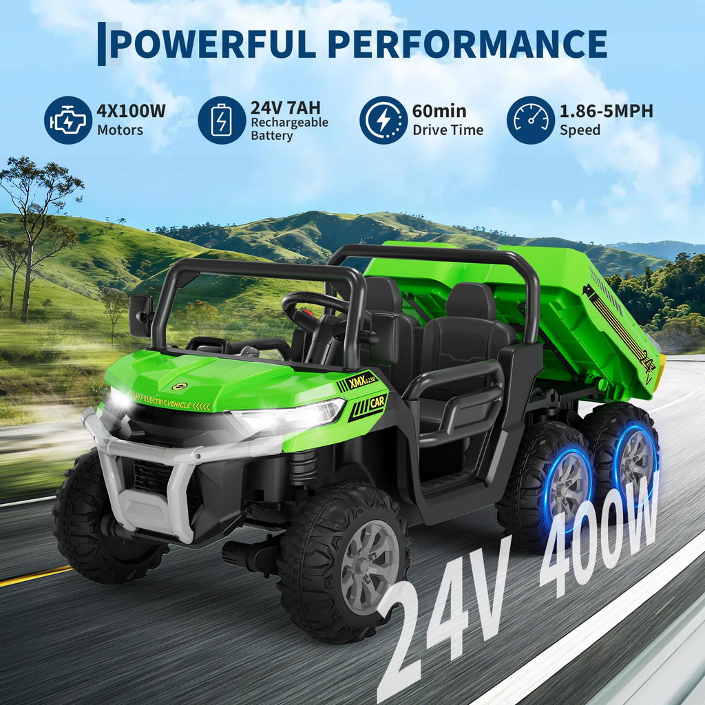 24V 2-Seater 6-Wheel Ride On Dump Truck with Remote Control V803