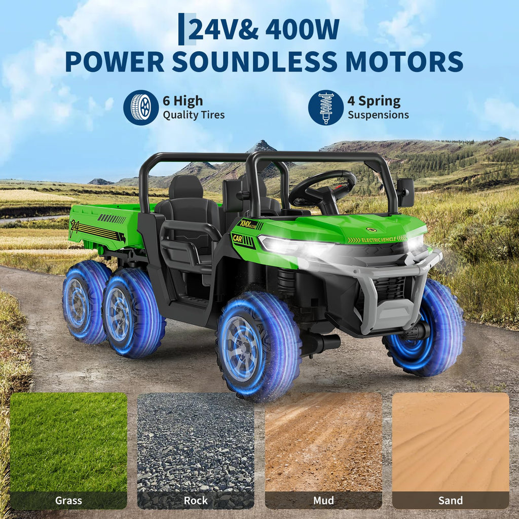 24V 2-Seater 6-Wheel Ride On Dump Truck with Remote Control V803