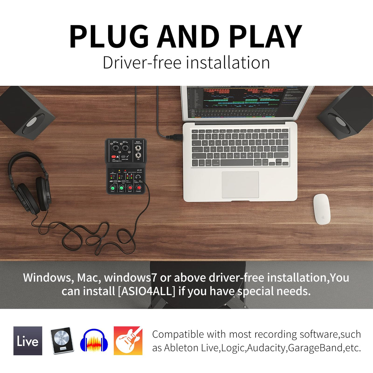USB Audio Interface with XLR and 3.55m Microphone Jack T965