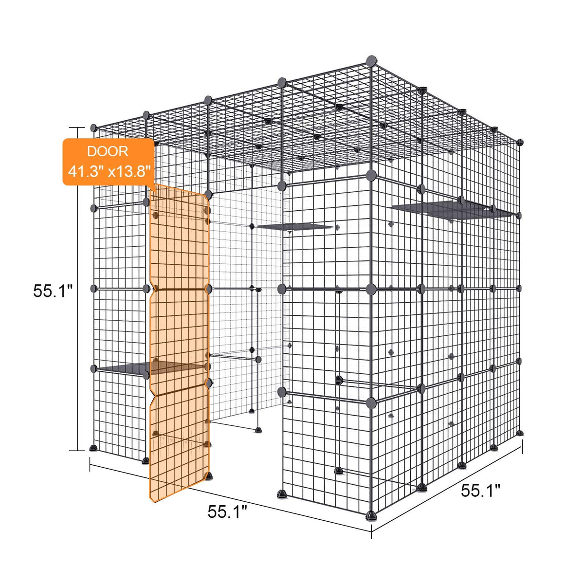 Large Cat Cage Indoor Enclosure Playpen Metal Wire Kennels Crate 55L x 55W x 55H Inchs M2090