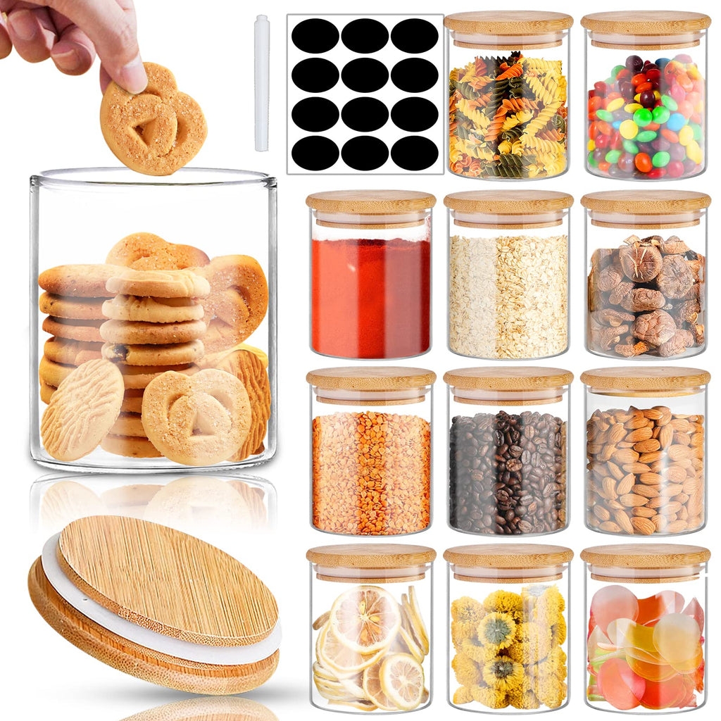 16 oz Glass Food Storage Jars with Bamboo Lids B54071